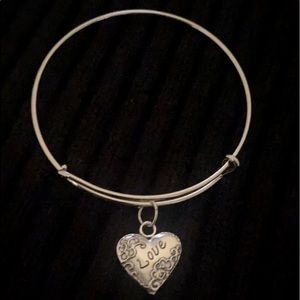 Silver Expandable Bracelet with Charm